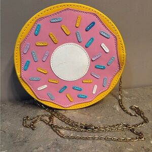 Pink Donut Crossbody Bag with Chain Strap